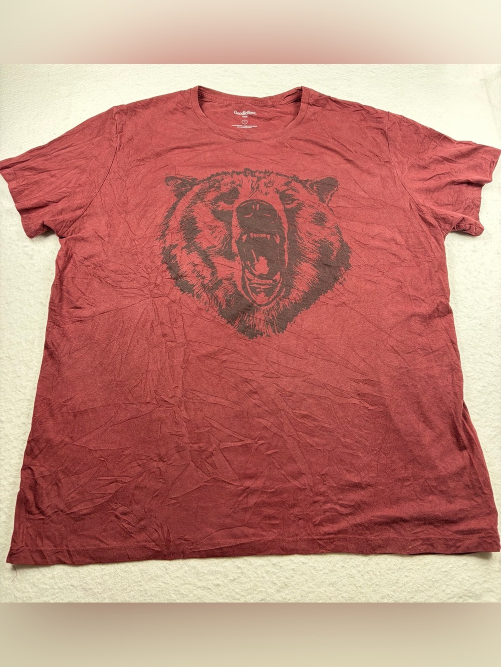 Goodfellow & Co Maroon Bear Graphic Short Sleeve Tee XL